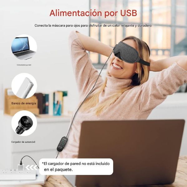 EyeGlow Mascarilla de Ojos con Calefacción USB y Masaje