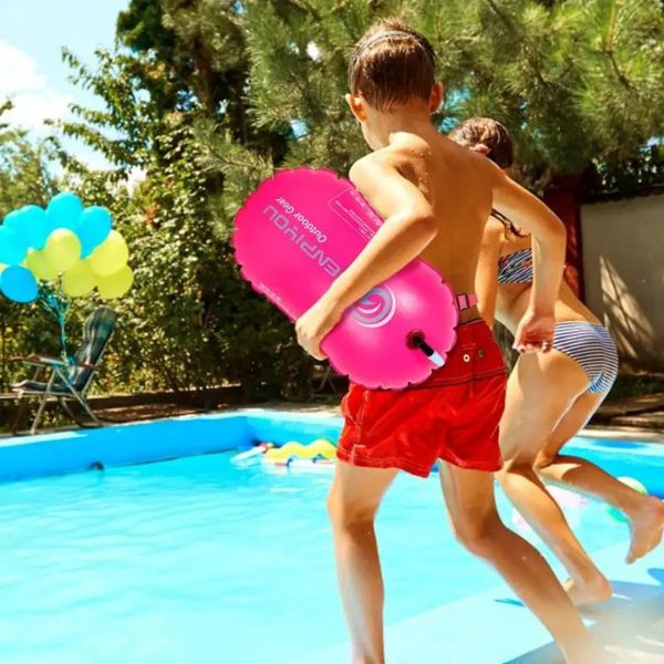 Boya de natación de seguridad al aire libre, bolsa de flotador de natación multifunción con cinturón de cintura, bolsa de almacenamiento de cinturón salvavidas de PVC impermeable para deportes acuáticos